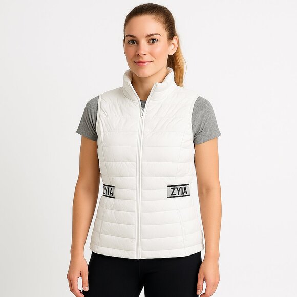 Zyia Active White Puffer Vest Women Large - Picture 1 of 14